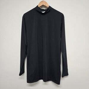 Duofold Mock Neck Base Layer Top Mens Large Black Polyester Spandex Activewear